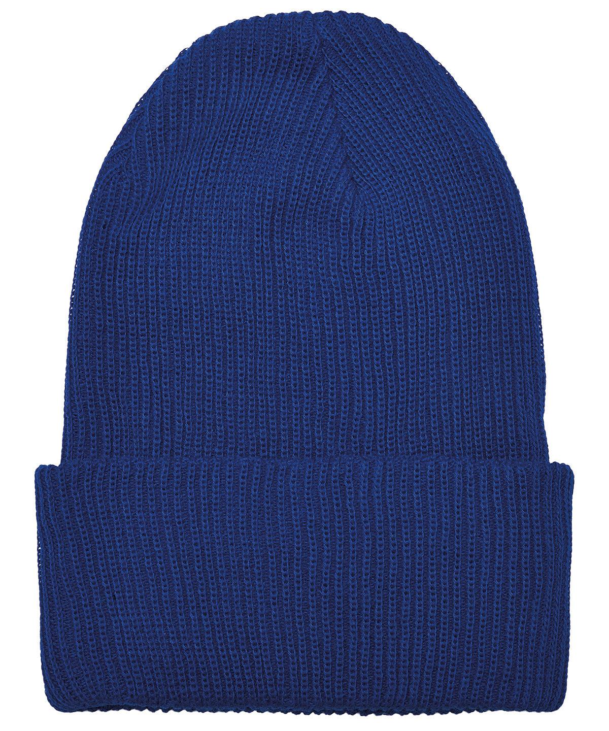 Royal Blue - Recycled yarn ribbed knit beanie (1504RY) Hats Flexfit by Yupoong Headwear, New Styles for 2023, Organic & Conscious Schoolwear Centres