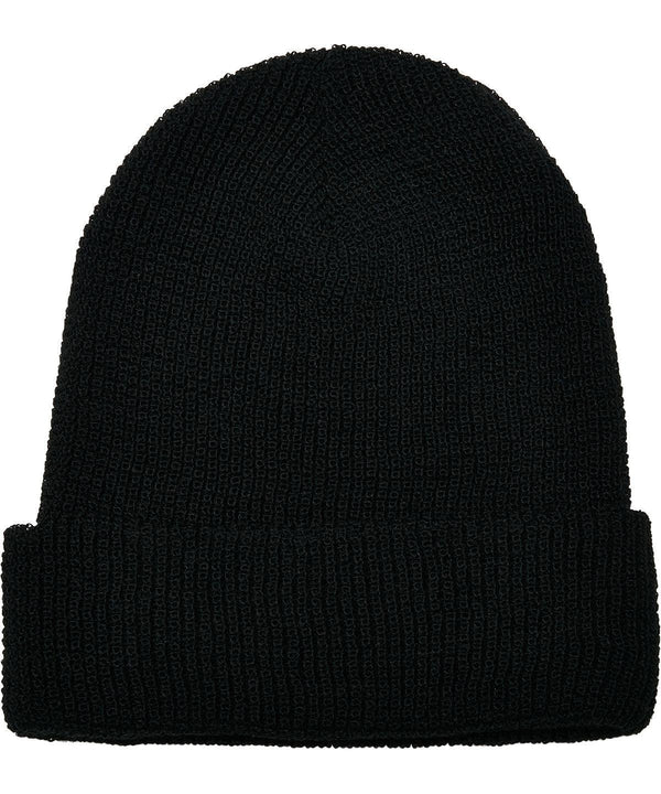 Black - Recycled yarn waffle knit beanie (1505RY) Hats Flexfit by Yupoong Headwear, New Styles for 2023, Organic & Conscious Schoolwear Centres