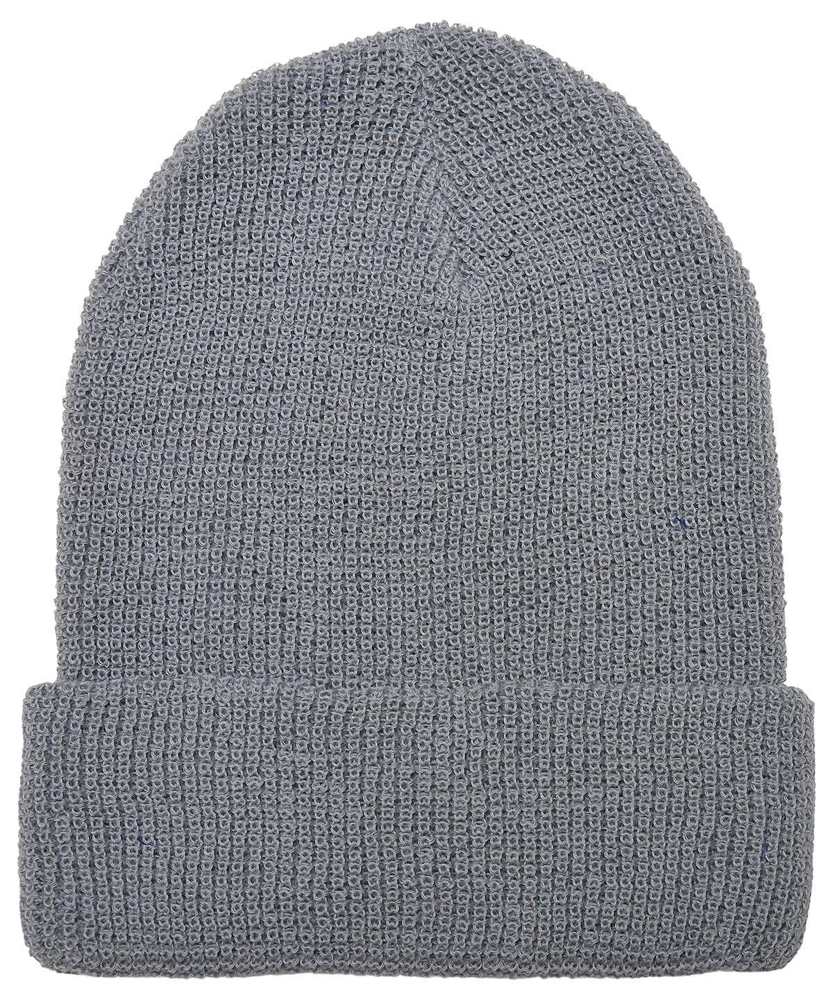 Grey - Recycled yarn waffle knit beanie (1505RY) Hats Flexfit by Yupoong Headwear, New Styles for 2023, Organic & Conscious Schoolwear Centres