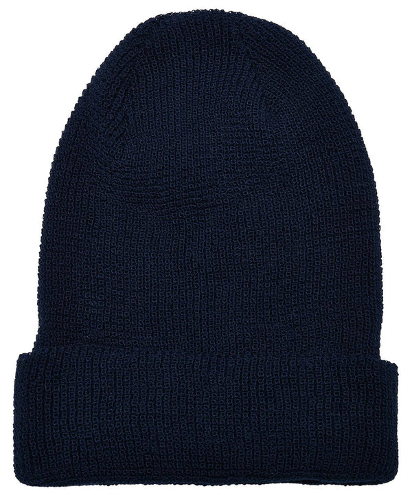 Navy - Recycled yarn waffle knit beanie (1505RY) Flexfit by Yupoong  HeadwearNew Styles for 2023Organic & Conscious
