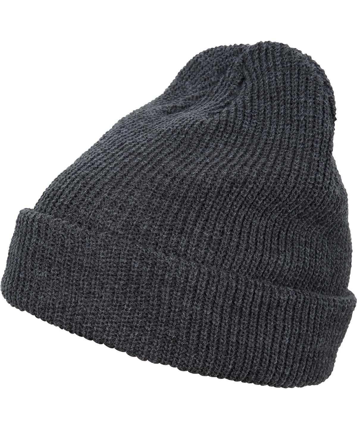 Dark Grey - Long knit beanie (1545K) Hats Flexfit by Yupoong Headwear, New Styles for 2023 Schoolwear Centres