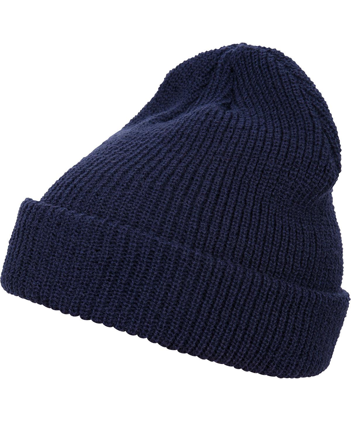 Navy - Long knit beanie (1545K) Hats Flexfit by Yupoong Headwear, New Styles for 2023 Schoolwear Centres