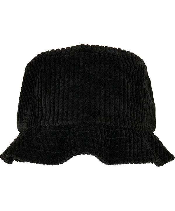 Black - Big corduroy bucket hat (5003BC) Hats Flexfit by Yupoong Headwear, New Styles for 2023 Schoolwear Centres