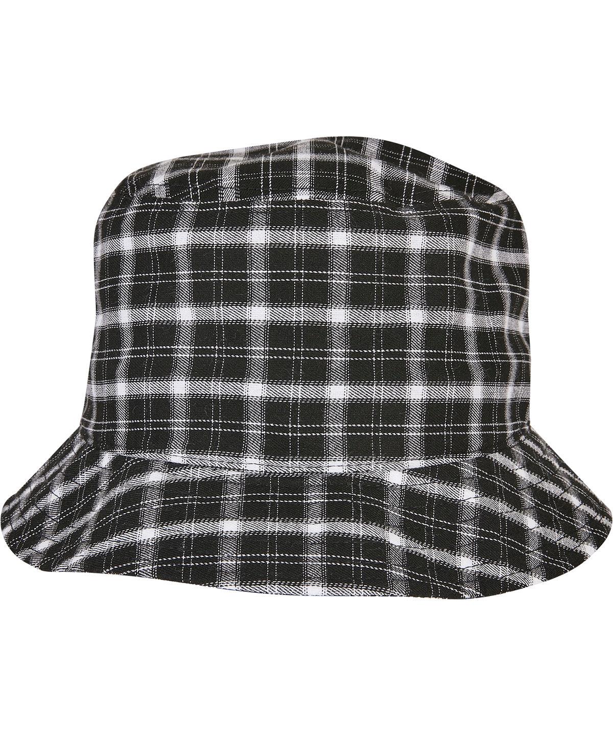 Black/Grey - Check bucket hat (5003C) Hats Flexfit by Yupoong Headwear, New Styles for 2023 Schoolwear Centres