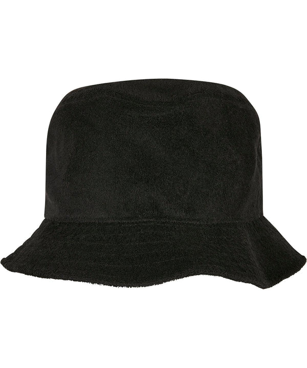 Black - Frottee bucket hat (5003FB) Hats Flexfit by Yupoong Headwear, New Styles for 2023 Schoolwear Centres