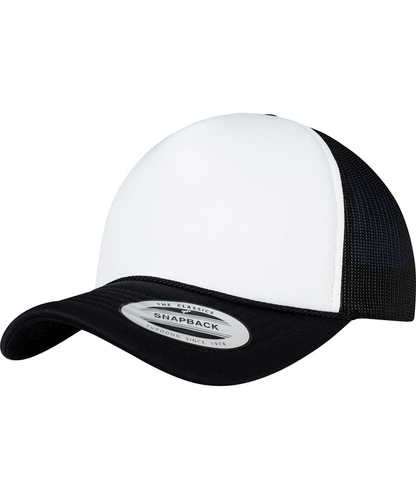 Black/White/Black - Foam trucker cap curved visor (6005FC) Caps Flexfit by Yupoong Headwear, New Styles for 2023 Schoolwear Centres