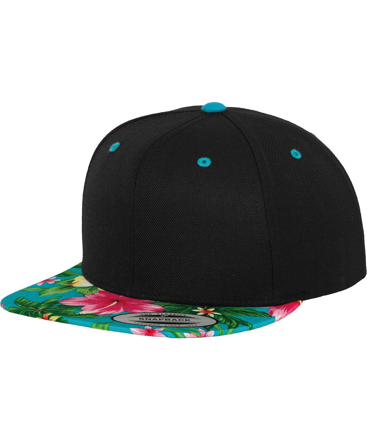 Black/Aqua - Hawaiian snapback (6089HW) Caps Flexfit by Yupoong Headwear, New Styles for 2023 Schoolwear Centres