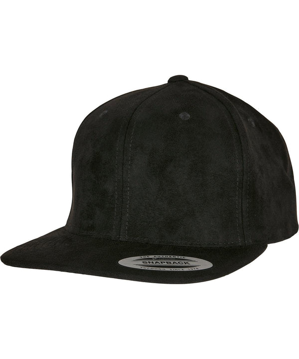 Black - Imitation suede leather snapback (6089SU) Caps Flexfit by Yupoong Headwear, New Styles for 2023 Schoolwear Centres