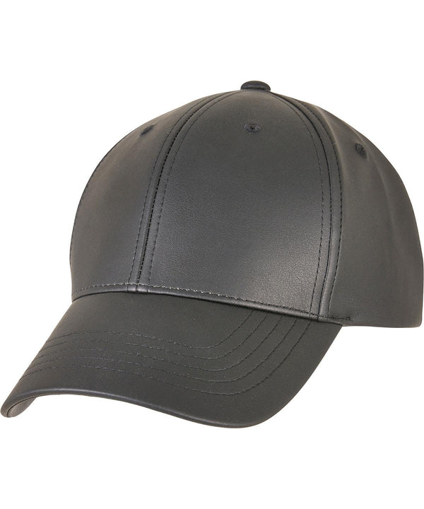 Black - Synthetic leather alpha shape dad cap (6245AL) Caps Flexfit by Yupoong Headwear, New Styles for 2023 Schoolwear Centres