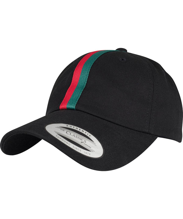 White/Fire Red/Green - Stripe dad hat (6245DS) Caps Flexfit by Yupoong Headwear, New Styles for 2023 Schoolwear Centres