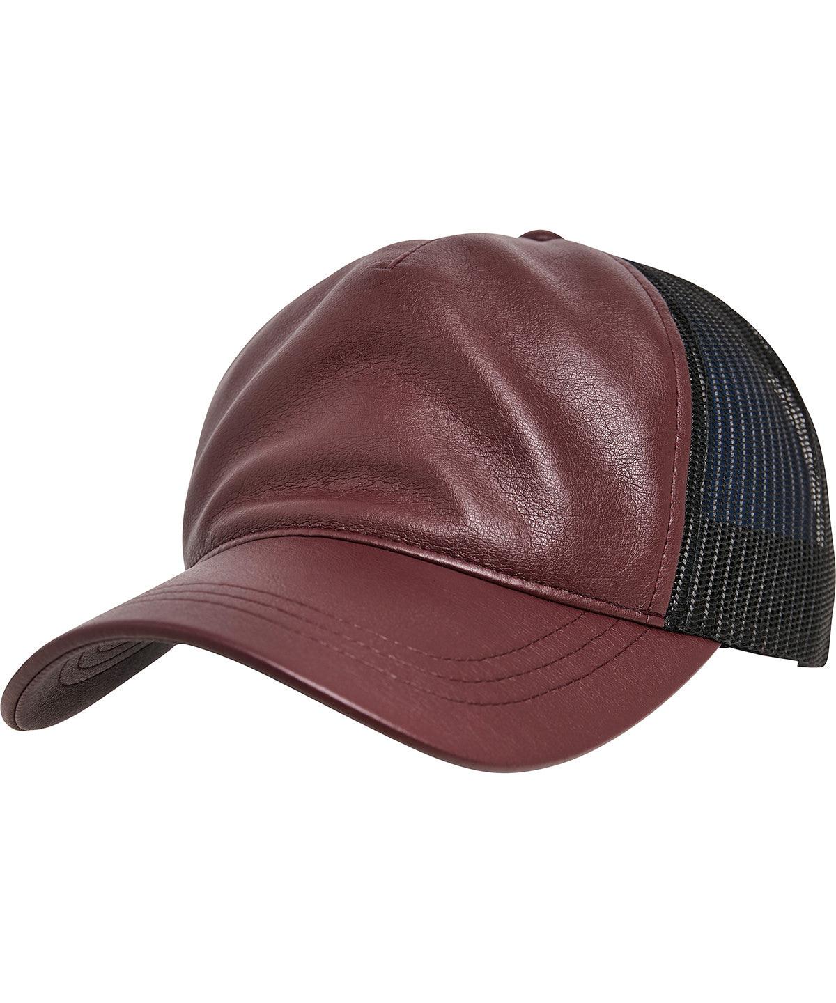 Maroon/Black - Synthetic leather trucker (6606LT) Caps Flexfit by Yupoong Headwear, New Styles for 2023 Schoolwear Centres