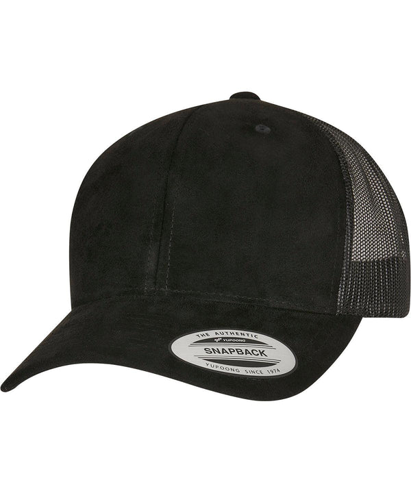 Black - Imitation suede leather trucker cap (6606SU) Caps Flexfit by Yupoong Headwear, New Styles for 2023 Schoolwear Centres