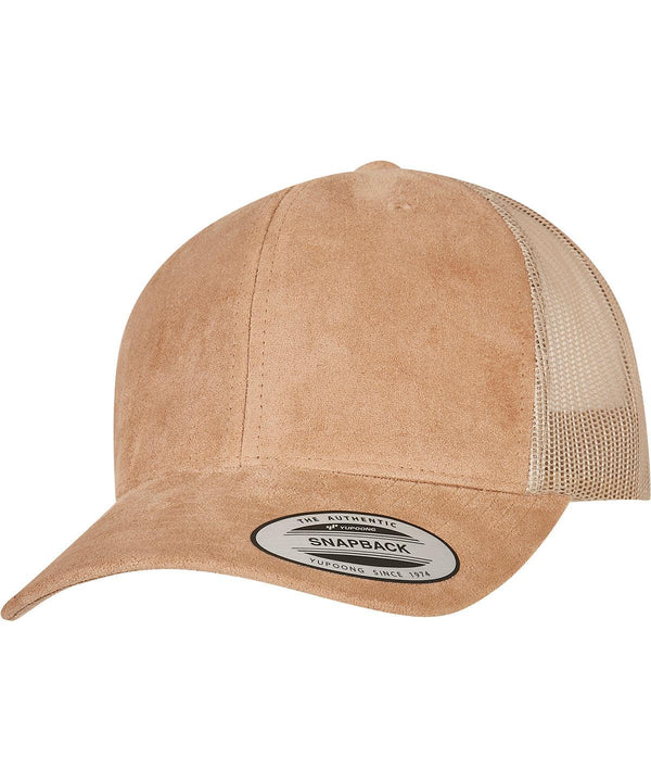 Khaki - Imitation suede leather trucker cap (6606SU) Caps Flexfit by Yupoong Headwear, New Styles for 2023 Schoolwear Centres