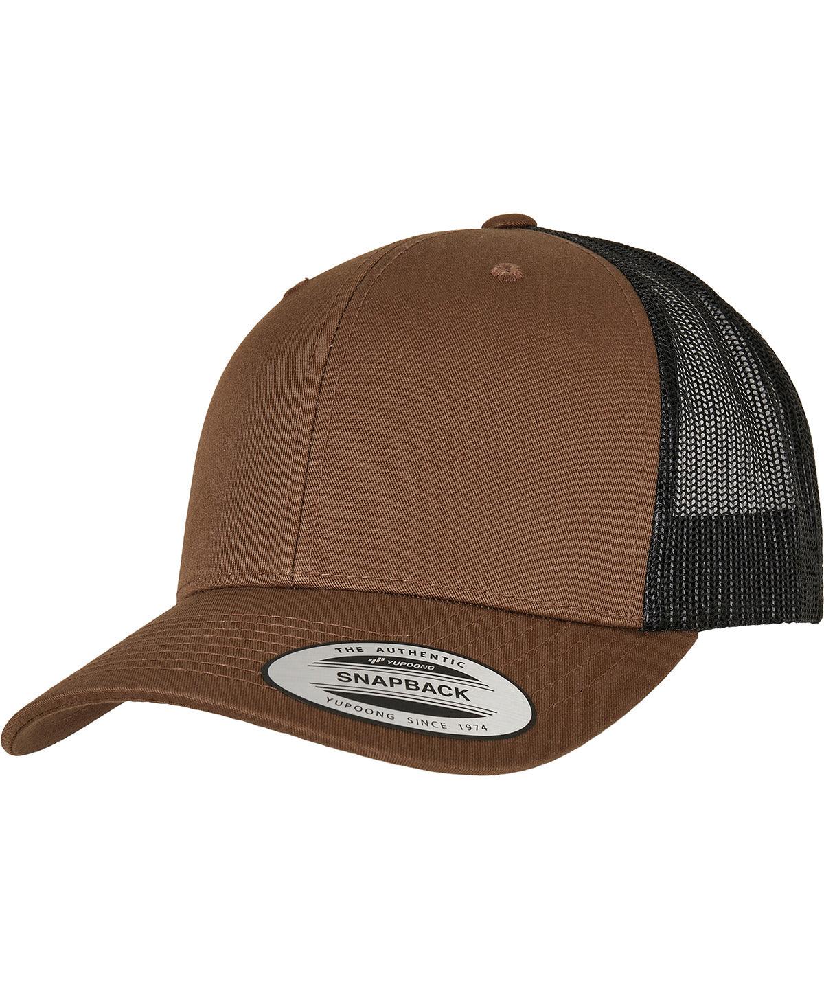 Coyote Brown/Black - Retro trucker 2-tone (6606T) Caps Flexfit by Yupoong Headwear, New Styles for 2023 Schoolwear Centres