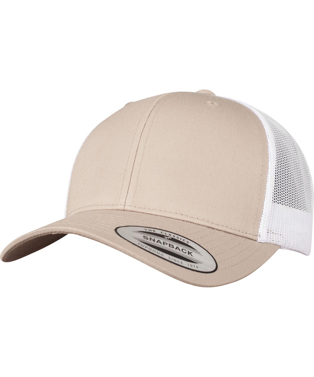 Khaki/White - Retro trucker 2-tone (6606T) Caps Flexfit by Yupoong Headwear, New Styles for 2023 Schoolwear Centres