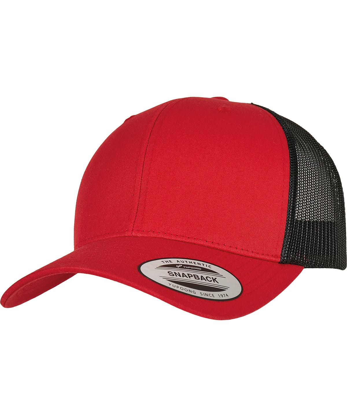 Red/Black - Retro trucker 2-tone (6606T) Caps Flexfit by Yupoong Headwear, New Styles for 2023 Schoolwear Centres