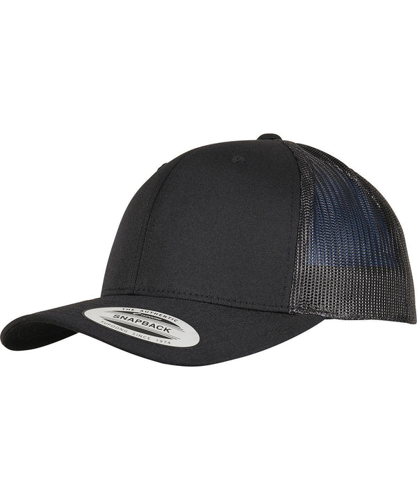 Black - Trucker recycled polyester fabric cap (6606TR) Caps Flexfit by Yupoong Headwear, New Styles for 2023, Organic & Conscious Schoolwear Centres