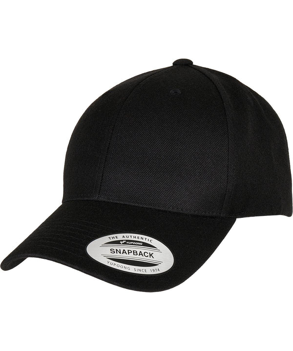 Black - Premium curved visor snapback cap (6789M) Caps Flexfit by Yupoong Headwear, New Styles for 2023 Schoolwear Centres