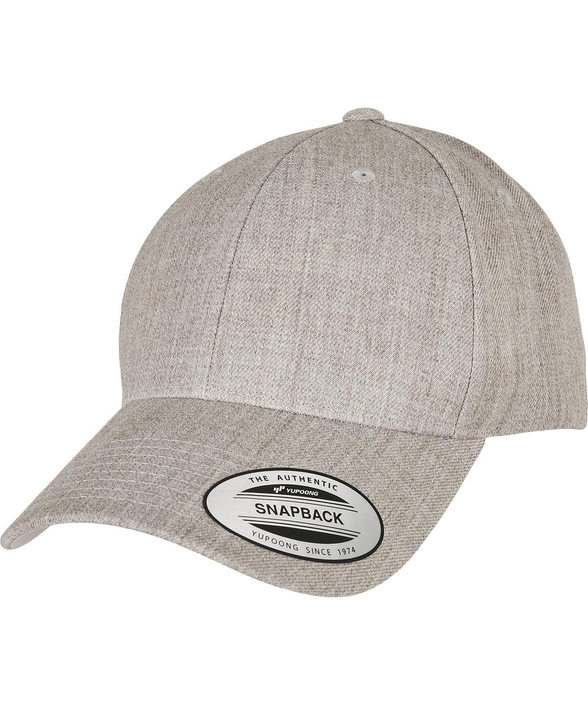 Heather Grey - Premium curved visor snapback cap (6789M) Caps Flexfit by Yupoong Headwear, New Styles for 2023 Schoolwear Centres