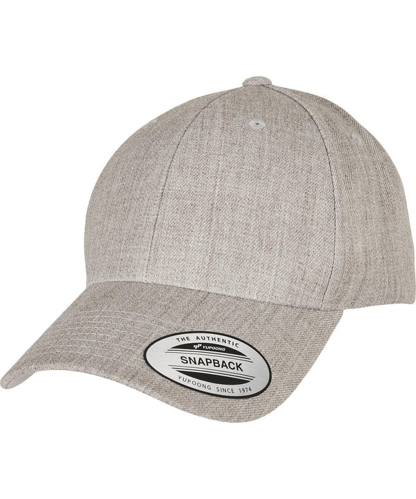 Heather Grey - Premium curved visor snapback cap (6789M) Caps Flexfit by Yupoong Headwear, New Styles for 2023 Schoolwear Centres