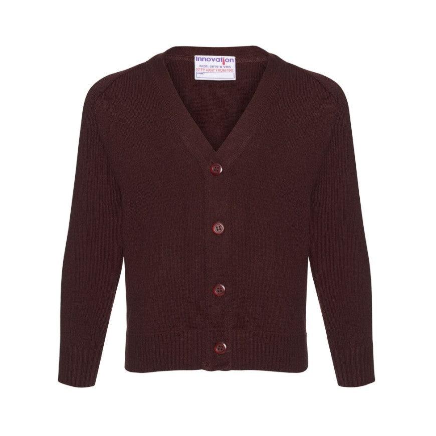 The Wickford Infant School - Brown Knitwear (Knitted) Cardigan with School Logo - Schoolwear Centres | School Uniform Centres