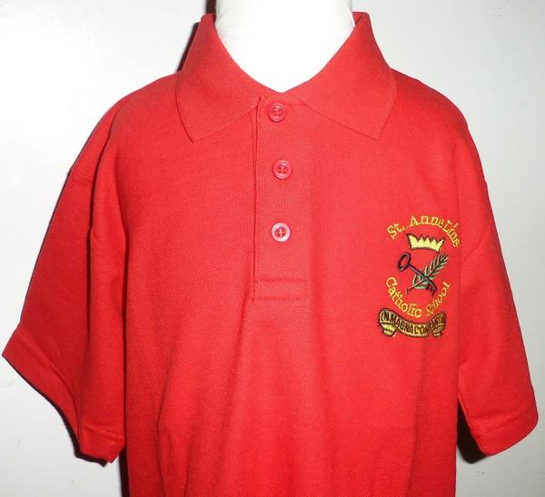 St Anne Line Catholic Juniors School - Red Polo Shirt with School Logo - Schoolwear Centres | School Uniform Centres