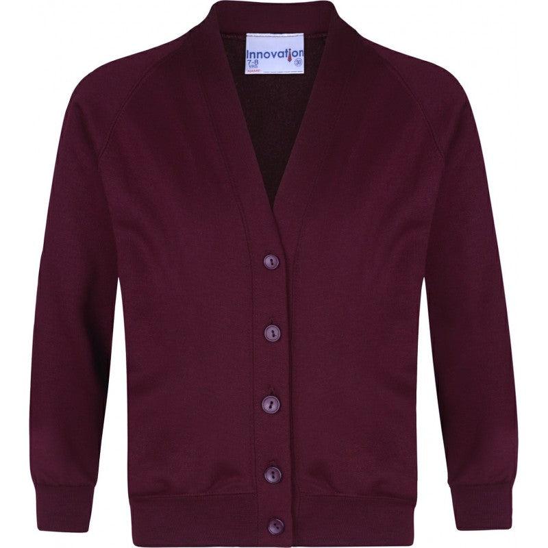 Earls Hall Primary School - Maroon Sweatshirt Cardigan with School Logo - Schoolwear Centres | School Uniform Centres